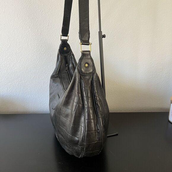 Vintage CELINE Embossed Leather Shoulder Bag Black - Picture 7 of 15